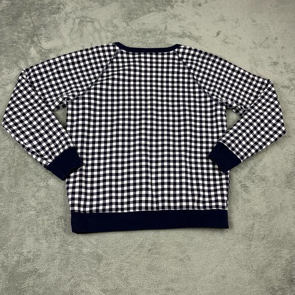 Draper James Size M Womens Black Gingham Crewneck Natalie Sweatshirt - Picture 2 of 7